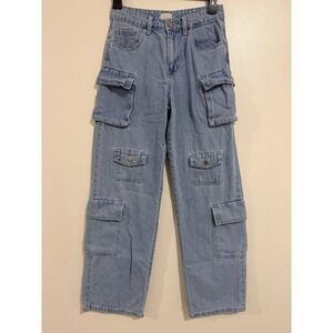 Simple Society Authentic Light Cargo Jeans Size 1/25 Baggy Skater Girl Punk Y2K